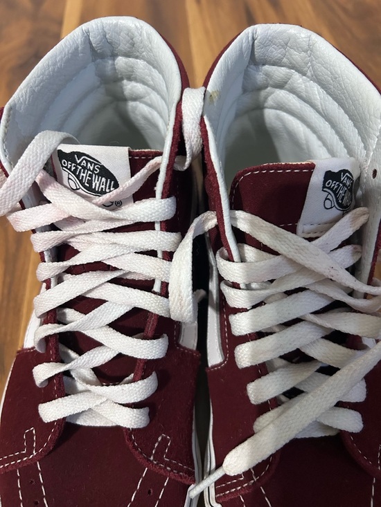 Vans Maroon & White Sk8-Hi Canvas Sneakers - Picture 5 of 7